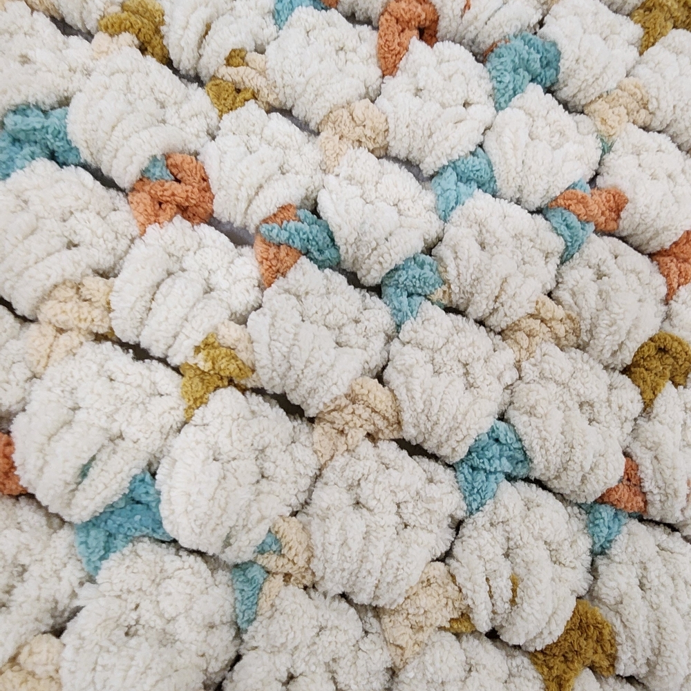 Handmade Chunky Crochet Multicolor Baby/ Throw Blanket 49 X 45 Great For Gifts - Picture 7 of 8